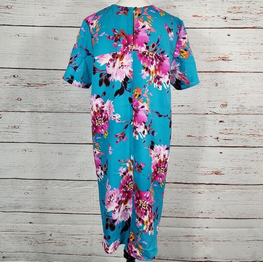 CHARLES HENRY Floral Crepe High/Low Trapeze Dress - Picture 5 of 8